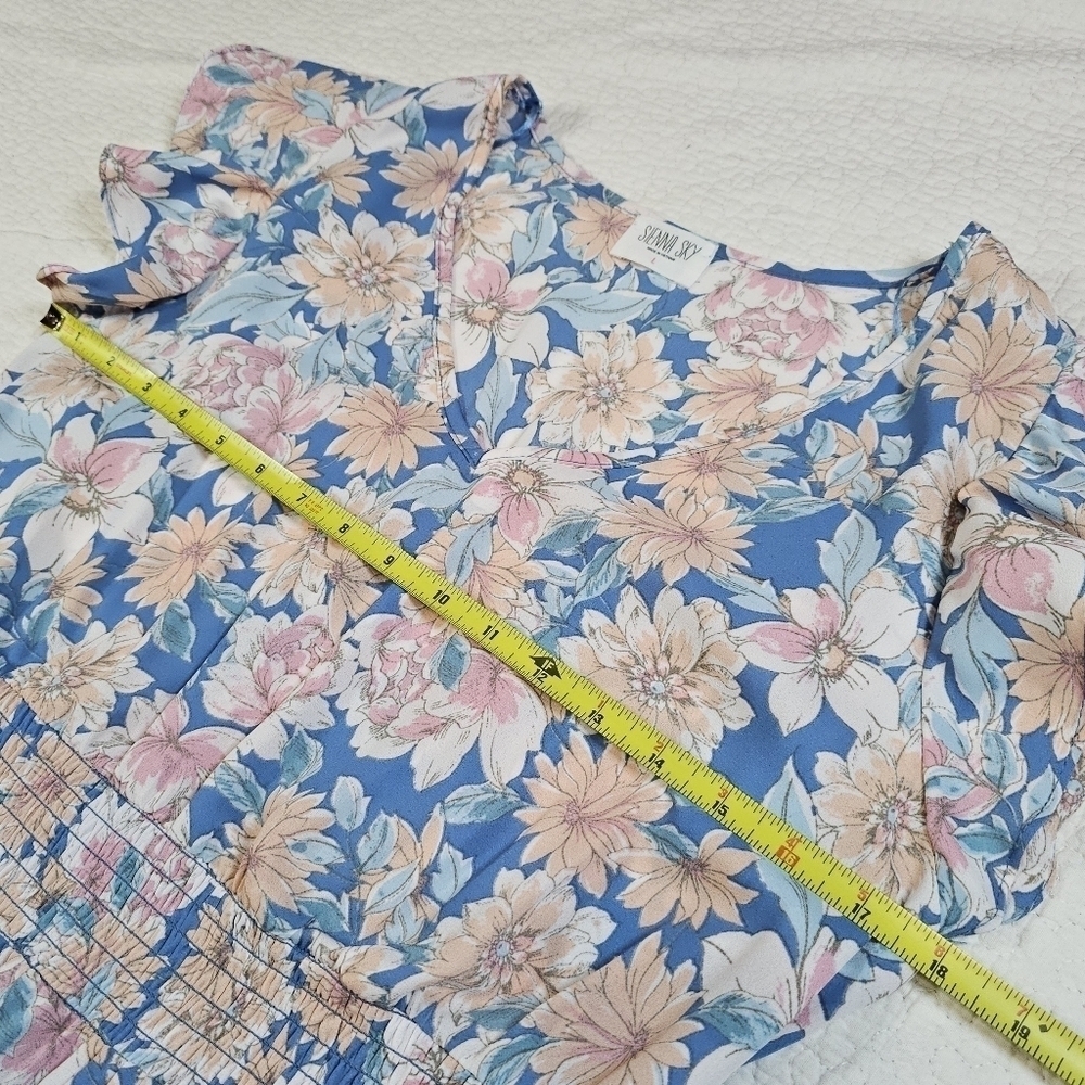 Sienna Sky Floral Tiered Maxi Dress with Flutter Sleeves - Picture 7 of 9